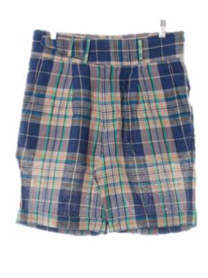 폴스미스 블루 체크 린넨혼방 핀턱카브라반바지