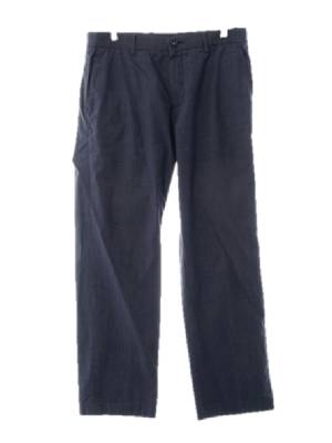 코오롱스포츠 네이비 체크 면혼방 스트레이트팬츠