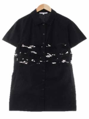 carven 블랙 면 자수반팔셔츠원피스 