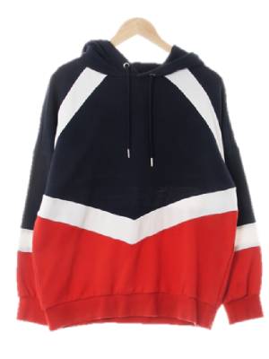 h&m 네이비레드 면혼방 와이드다이아긴팔후드티