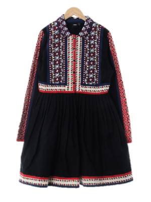 asos 블랙 면 자수믹스원피스