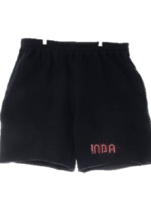 NBA 블랙 면혼방 밑단데미징하프트레이닝팬츠