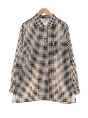aquascutum 아이보리올리브 네모패턴 가슴포켓긴팔셔츠