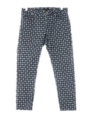 h&m 다크그레이 플라워도트 면혼방 크롭스키니팬츠