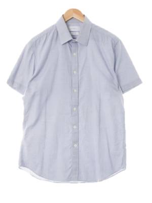 지오지아 네이비 체크 면 반팔셔츠