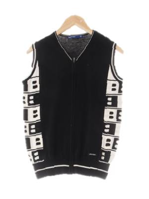 BALLY 블랙 면혼방 사이드로고집업베스트