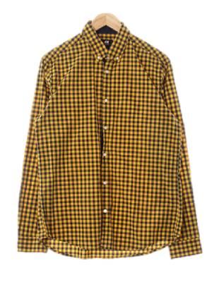 h&m 옐로우블랙 체크 면 레귤러핏캐주얼셔츠