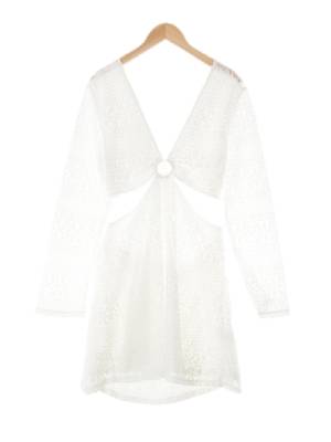 h&m 화이트 시스루 자수커버원피스