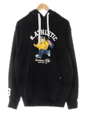 Rathletic jeans 블랙 프린팅 면 빅끈후드티