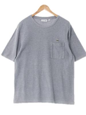라코스테 그레이 면 가슴포켓라운드반팔티