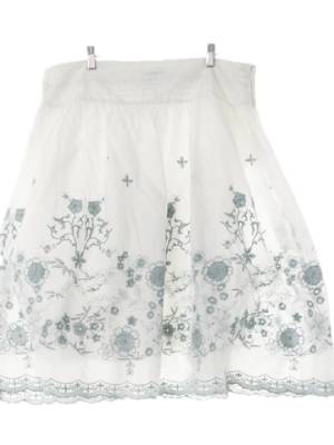 long tall Sally 화이트 플라워패턴 면 자수플레어스커트