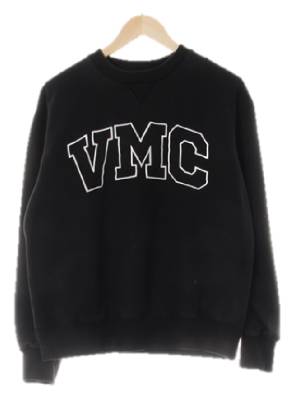 vmc 블랙 면혼방 빅로고자수맨투맨
