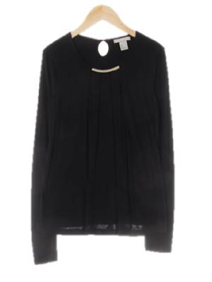 h&m 블랙 비스코스 넥장식긴팔티
