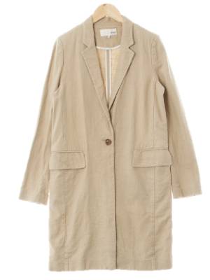 mixxo 베이지 린넨혼방 플랩포켓원버튼간절기롱코트