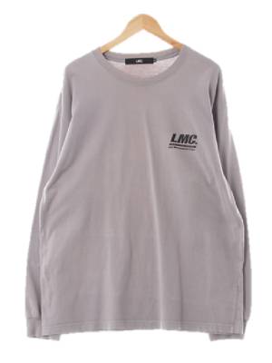 lmc 그레이 프린팅 면혼방 루즈핏라운드긴팔티