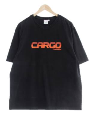 cargobros 블랙 프린팅 면 라운드반팔티