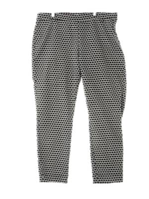 h&m 화이트블랙 물결패턴 면혼방 플렉스테이퍼드팬츠
