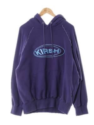 kirsh 퍼플 빅로고 면 엠보자수로고긴팔후드티