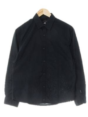 h&m 블랙 면혼방 긴팔셔츠