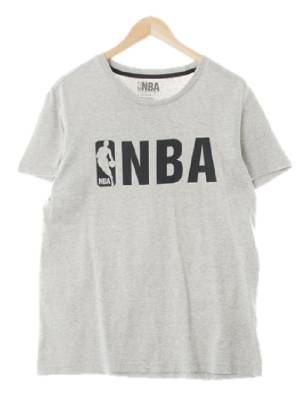 NBA 멜란지그레이 프린팅 면 라운드로고반팔티