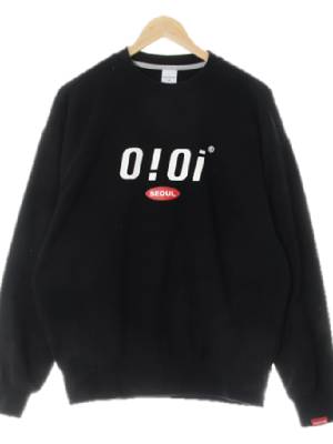oioi 블랙 프린팅 면 크루넥맨투맨