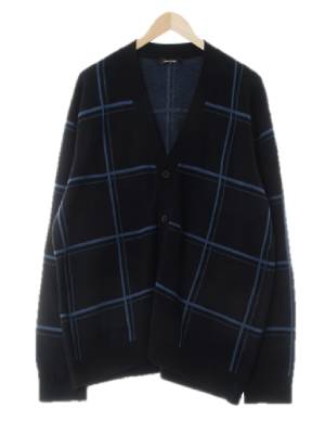 마인드브릿지 블랙 체크 니트가디건