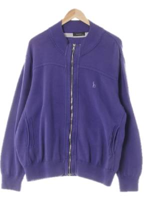 헤지스 퍼플레인 면혼방 자수로고니트집업