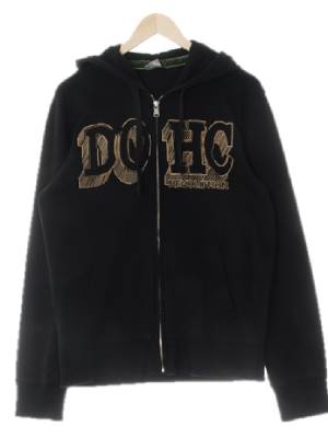 dohc 블랙 면혼방 자수로고아웃포켓후드집업