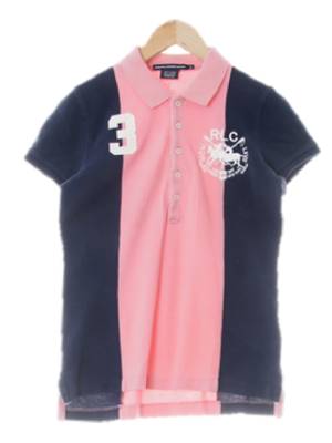 랄프로렌스포츠 네이비핑크 스트라이프 면 더블포니반팔피케티