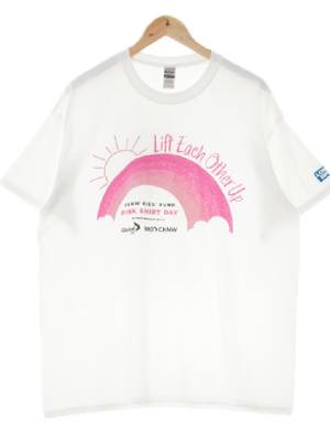 gildan 화이트 프린팅 면 핑크레인보우라운드반팔티