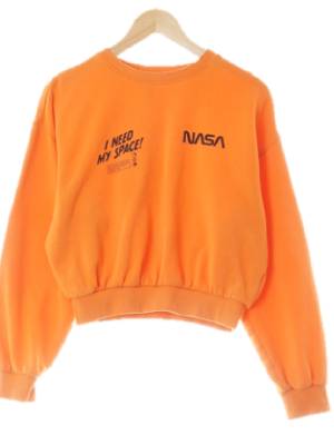 h&m 오렌지 면혼방 크롭나사맨투맨