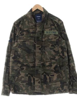 pull&bear 카키 카모플라쥬 면 히든버튼야상재킷