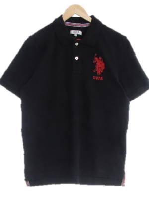 uspa 블랙 면 자수빅로고폴로반팔티