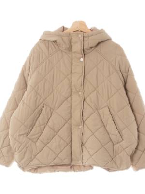 h&m 미디엄다크베이지 퀼팅루즈핏숏패딩점퍼