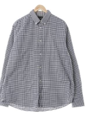 h&m 잉크네이비 체크 면 프리미엄코튼셔츠