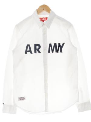 fubu 화이트 프린팅 면 ARMY긴소매옥스포드셔츠