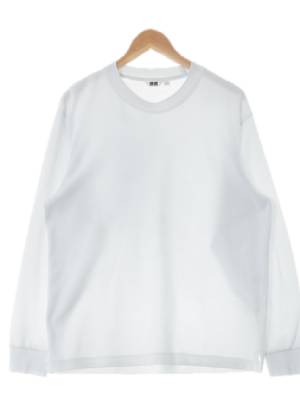 유니클로 화이트 크루넥시보리티