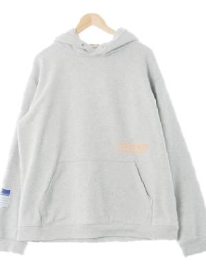 nsad 그레이 면 형광로고후드티