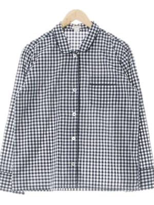 jcrew 네이비 체크 면 둥근카라파자마셔츠