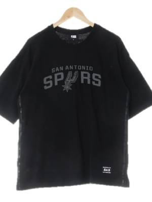 NBA 블랙 면 사이드이선레터링반팔티