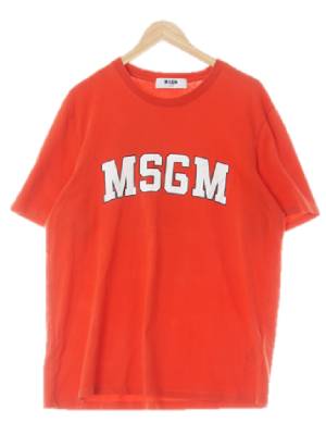 msgm 레드 프린팅 면 빅로고반팔티