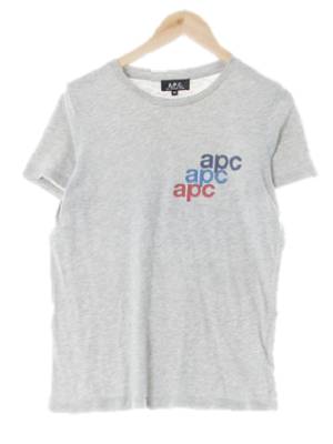 APC 멜란지그레이 면 쓰리로고슬림반팔티