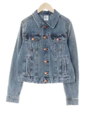 h&m 중청 데님 브론즈버튼데미지워시드자켓