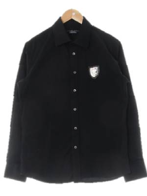 philippplein 블랙 면혼방 패치로고긴팔셔츠