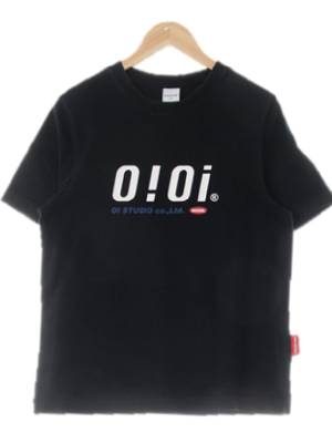 oioi 블랙 프린팅 면 빅레터링크루넥반팔티
