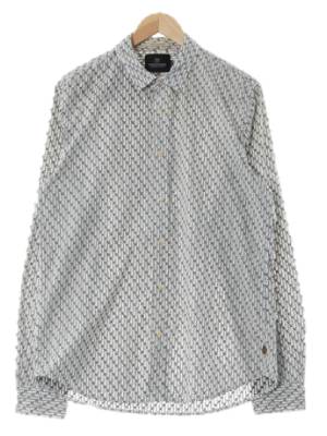 scotch&soda 화이트 야자수패턴 면 비치인더시티긴팔셔츠 
