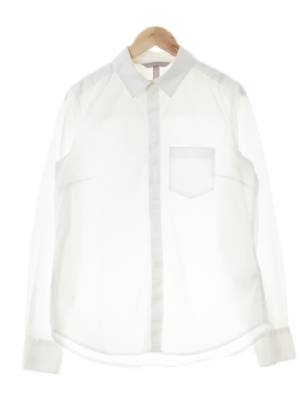 h&m 화이트 면혼방 베이직셔츠