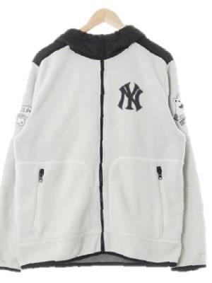 MLB 화이트블랙 뉴욕양키즈후리스후드집업점퍼