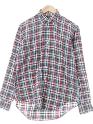 폴로랄프로렌 네이비레드핑크 체크 면혼방 레드포니셔츠