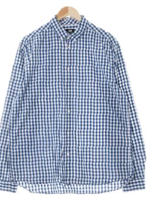 h&m 스타스트럭블루화이트 체크 면 레귤러핏라이트셔츠